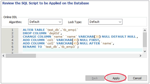 预览修改数据表的SQL脚本