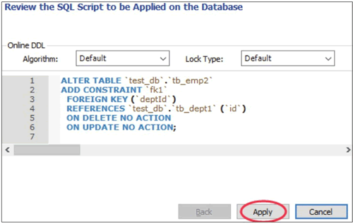 预览创建外键的SQL脚本