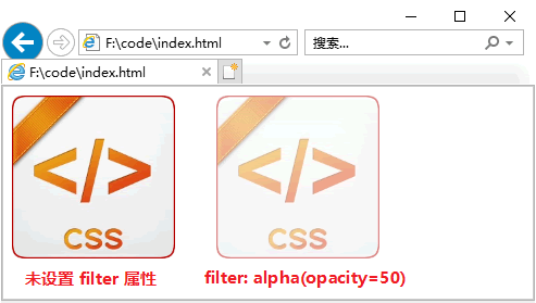 filter: alpha(opacity=x) 属性演示