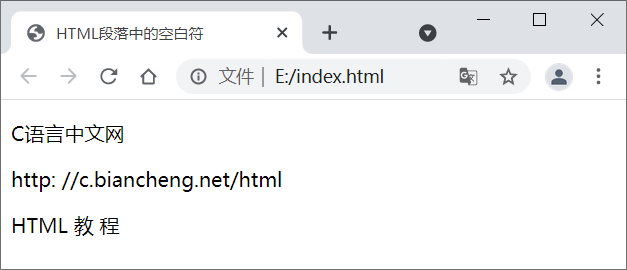 HTML段落中的空白符演示