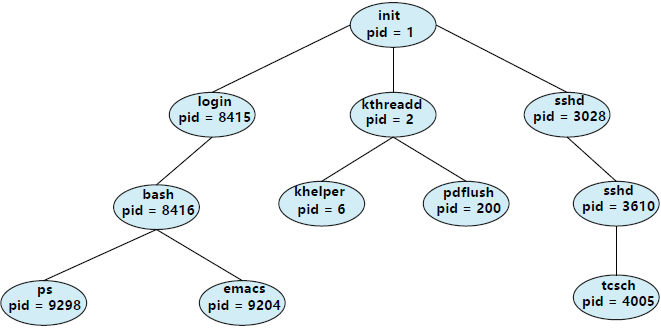 典型Linux系统的一个进程树