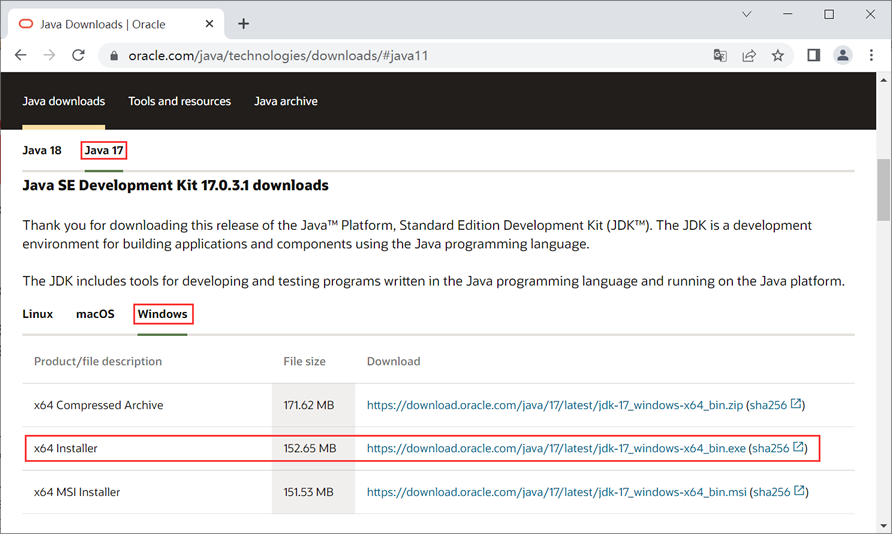 JDK 下载列表